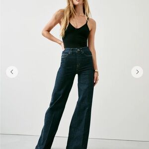 SPANX wide leg blue jeans